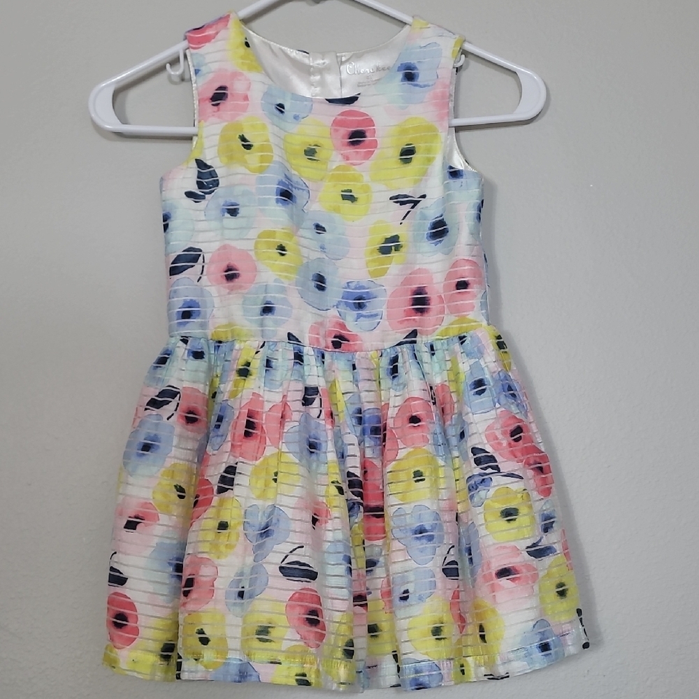 Cherokee Toddler Girl Floral Fit Flare Dress Size 5T Easter Sleeveless Pastel